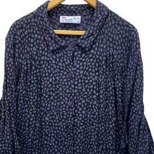 A Personal Touch Womens 6X Black Gray Abstract Pebble Rayon‎ Button Down Shirt